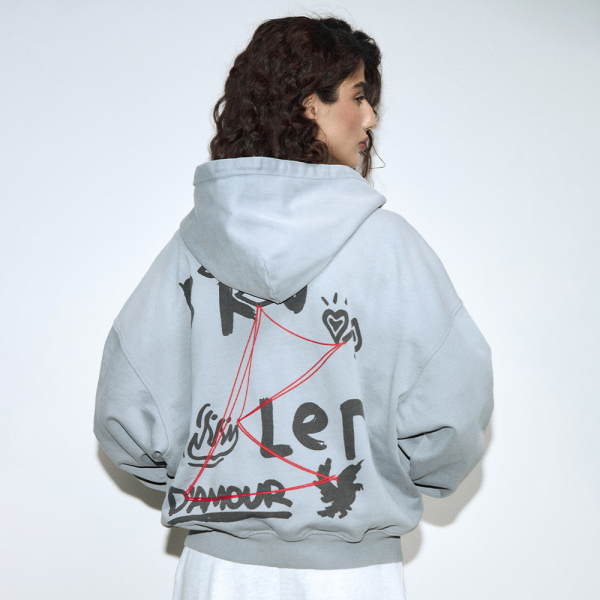 Zip-hoodie “Investigation” Gray garment dye