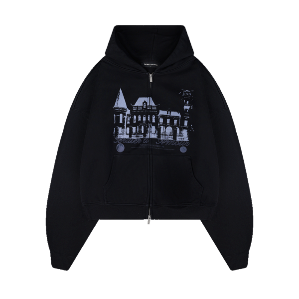 Zip hoodie “Château de nuit” black