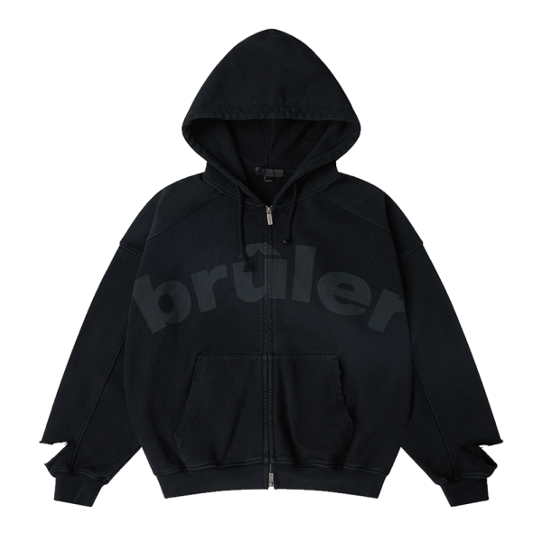 Zip hoodie “À la seconde” black