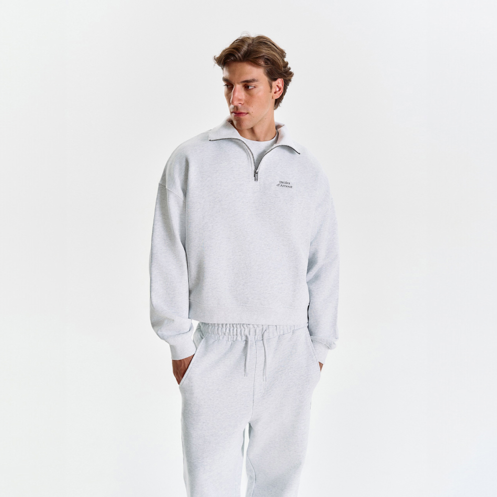 Half-zip "Logo de base 02" Grey melange