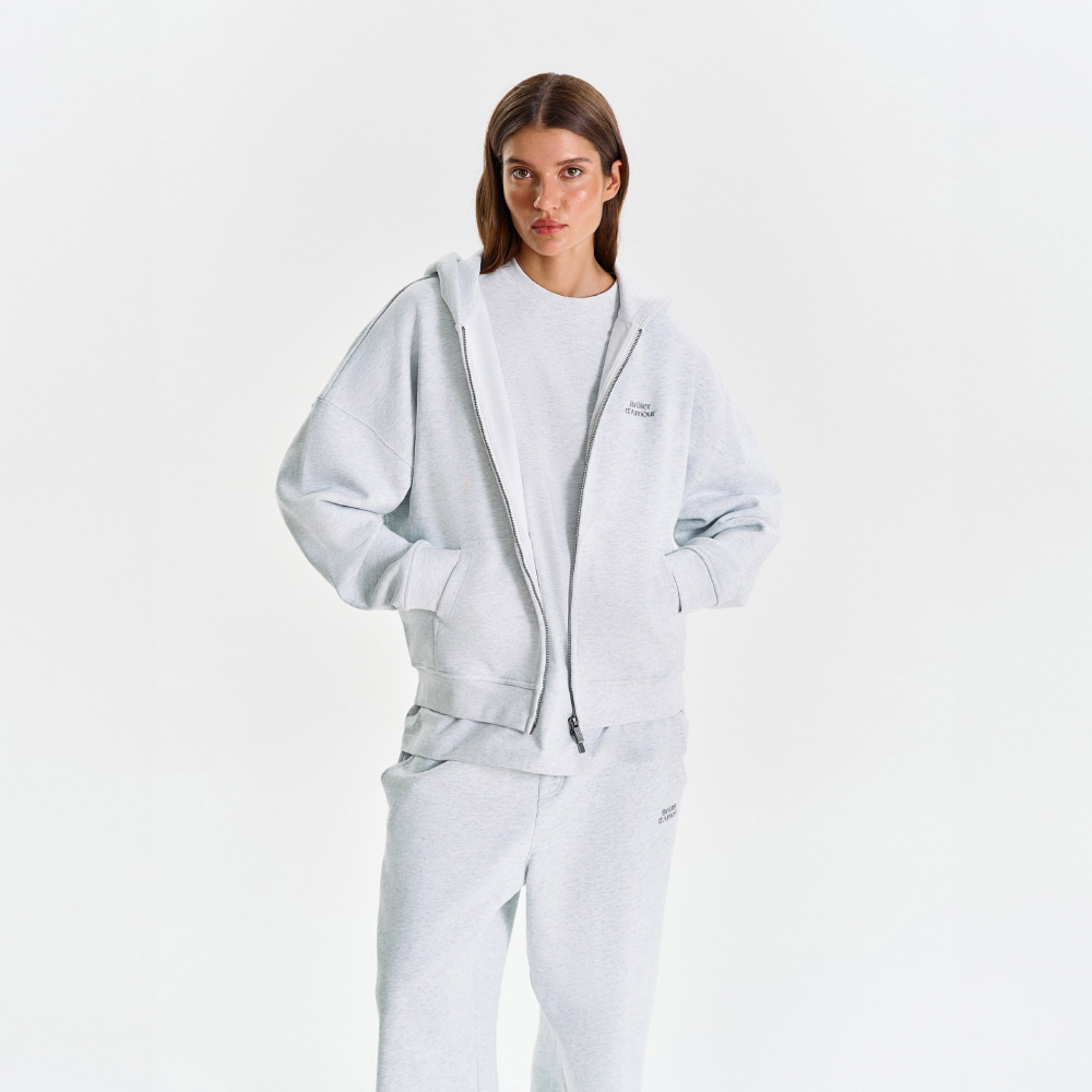 Zip-Hoodie "Logo de base 03" Grey melange
