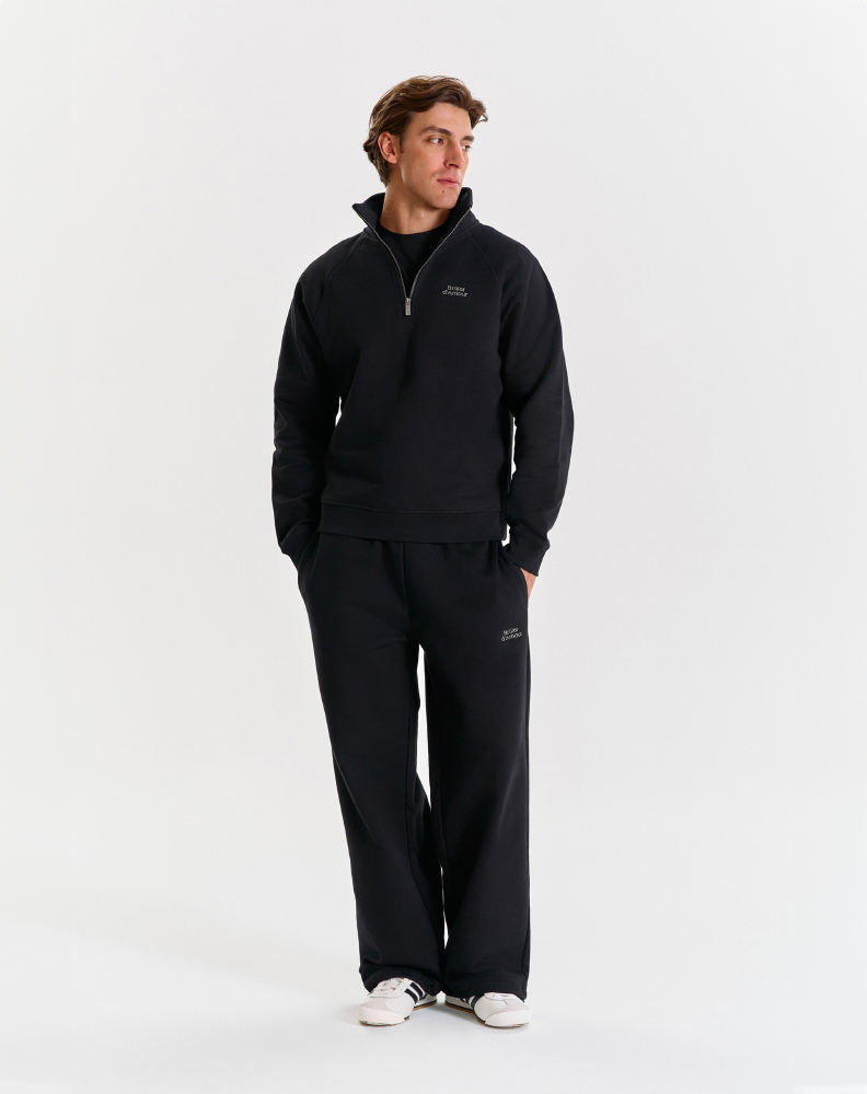 Чёрное half-zip худи "Logo de base 01"