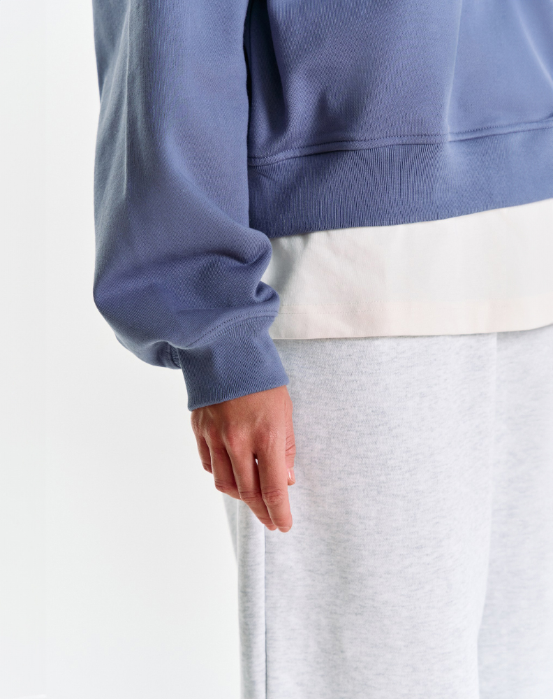 Тёмно-синее half-zip худи "Logo de base 02"