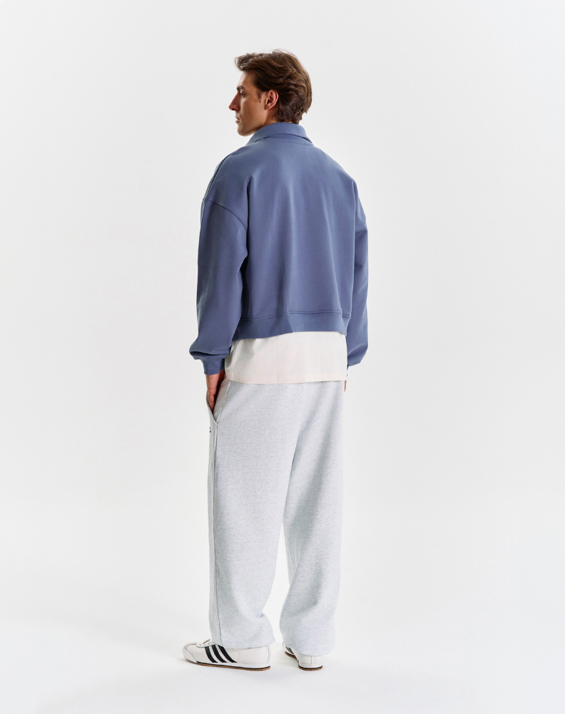 Тёмно-синее half-zip худи "Logo de base 02"