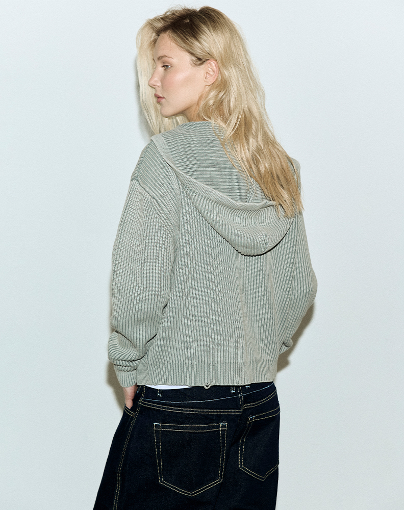 Вязаный зип-худи серого цвета “Blesser”