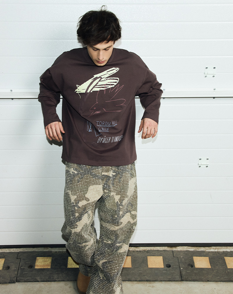 Лонгслив «Птица» коричневый