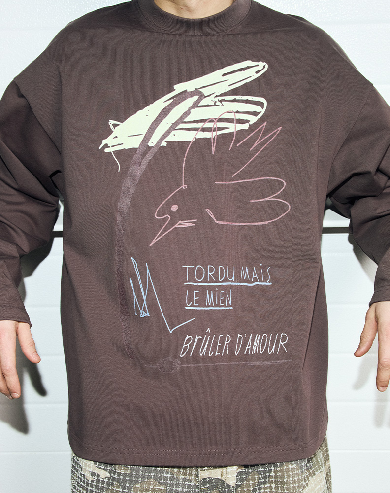 Лонгслив «Птица» коричневый
