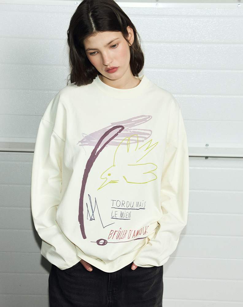 Лонгслив «Птица» молочный