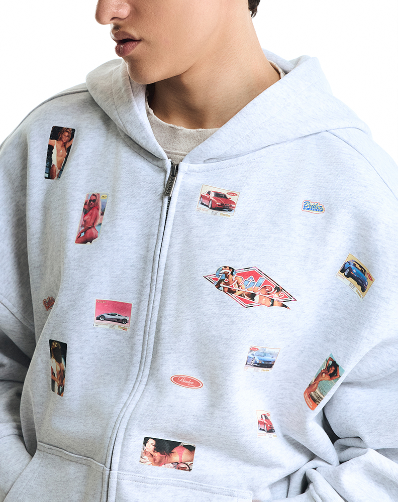 Зип-худи серого меланжевого цвета “Autocollant”