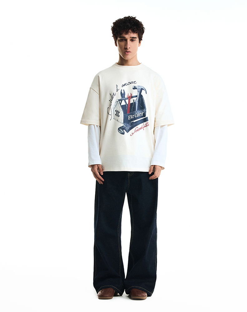 Оверсайз футболка белого цвета “Serrurier”