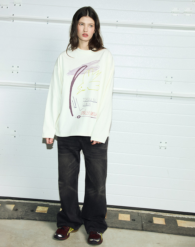 Лонгслив «Птица» молочный