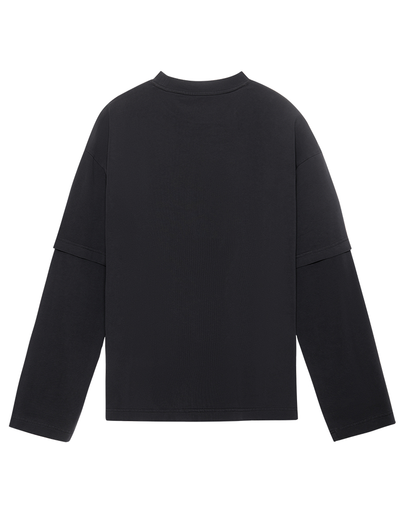 Оверсайз лонгслив с двойным рукавом графитового цвета “Note”