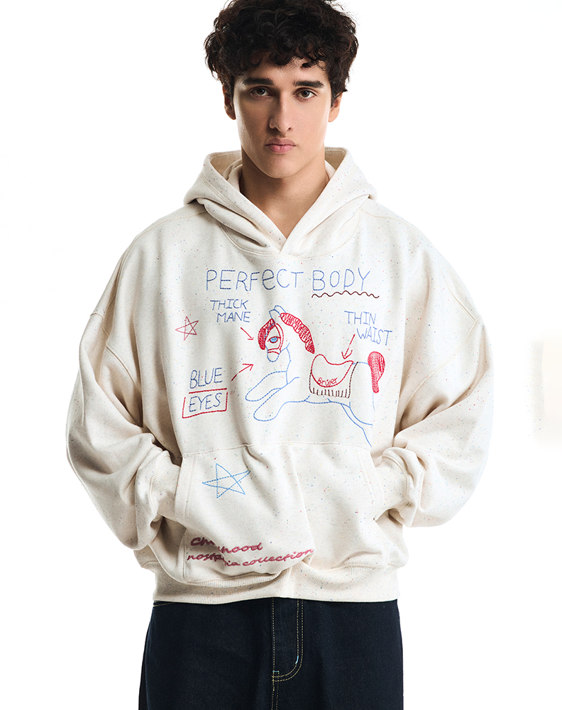 Оверсайз худи серого цвета с цветными вкраплениями “Cavalier”