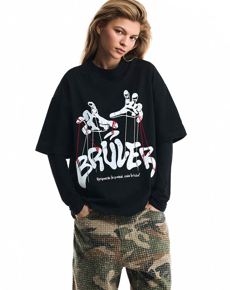 Оверсайз футболка чёрного цвета “Théâtre de marionnettes”