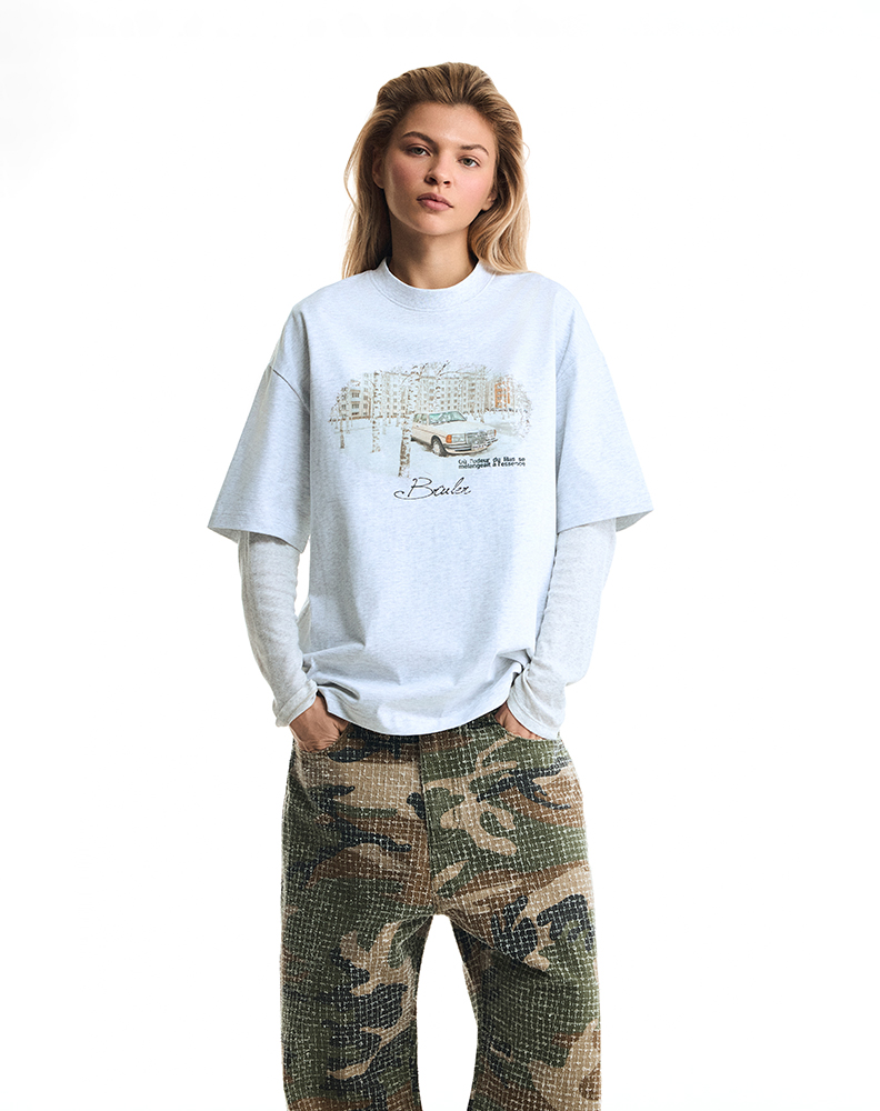 Оверсайз футболка серого цвета “Cour de la maison”