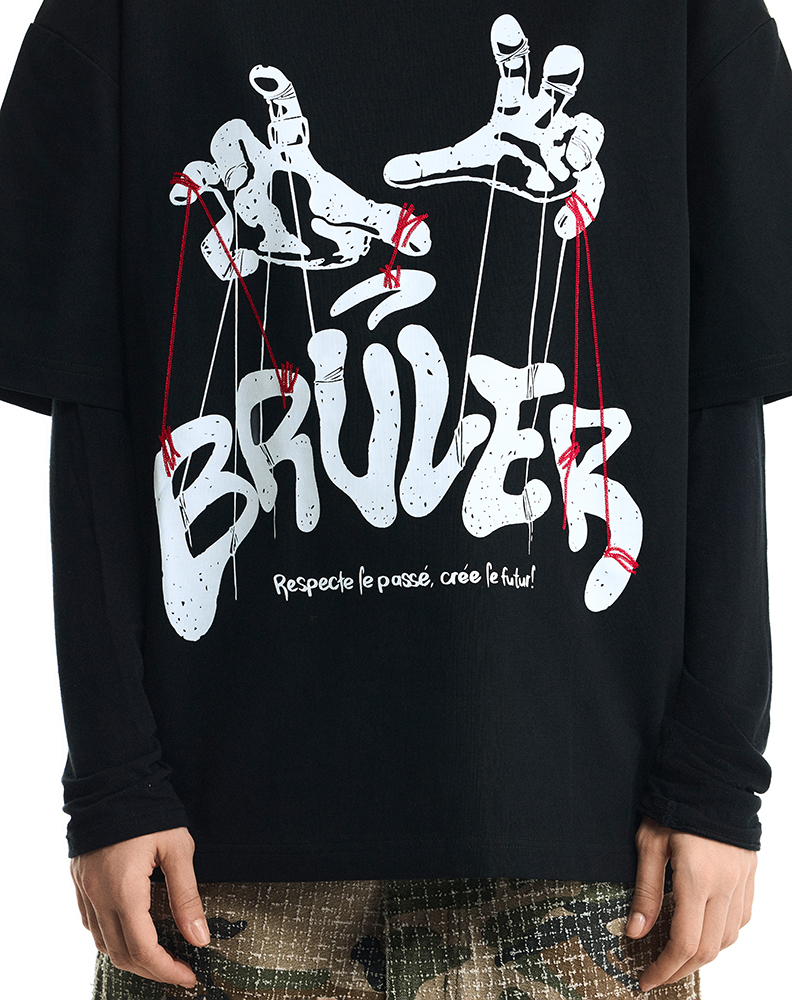 Оверсайз футболка чёрного цвета “Théâtre de marionnettes”