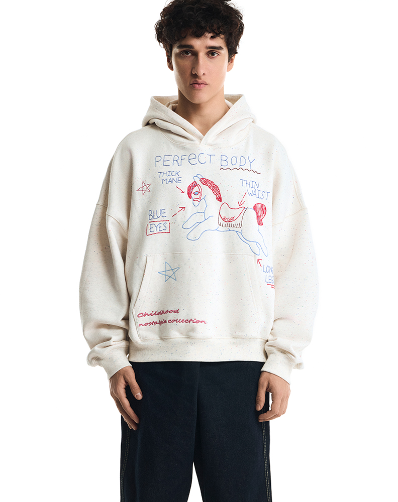 Оверсайз худи серого цвета с цветными вкраплениями “Cavalier”