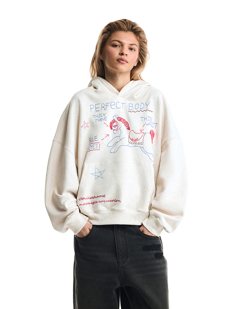 Оверсайз худи серого цвета с цветными вкраплениями “Cavalier”