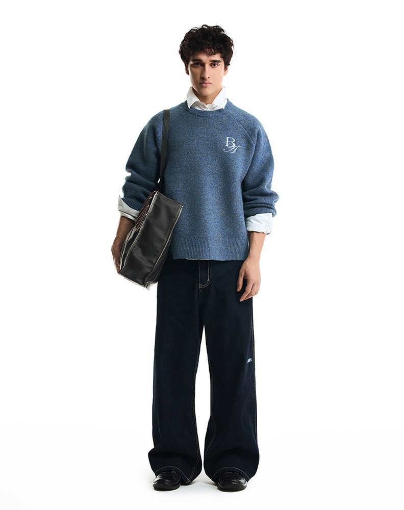 Вязаный свитер темно-синего цвета “Mosaïque”