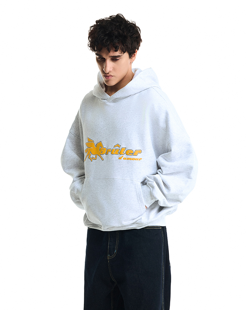 Оверсайз худи серого меланжевого цвета “Pégase”