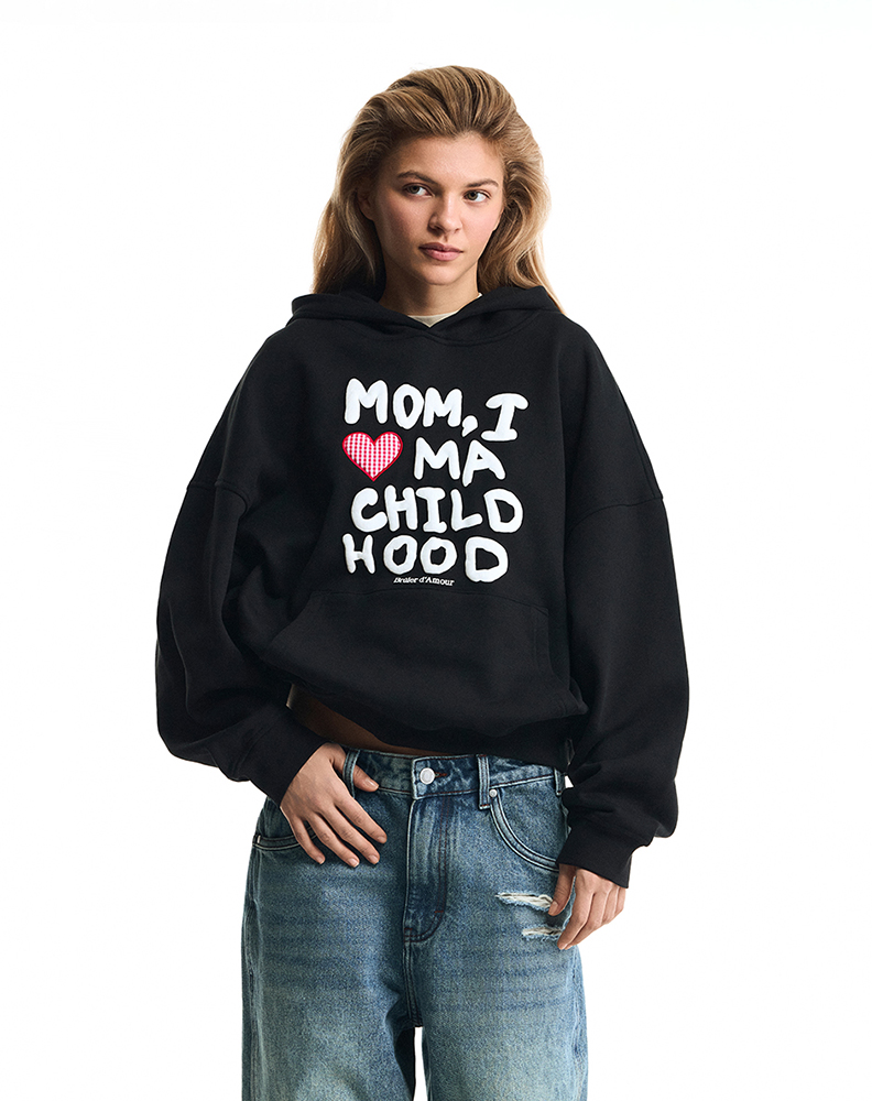 Оверсайз худи черного цвета “Désolé maman”