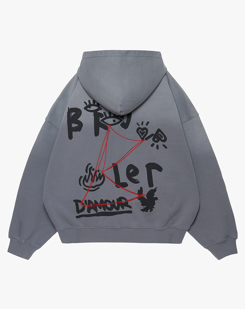 Зип-худи cерого цвета “Investigation”