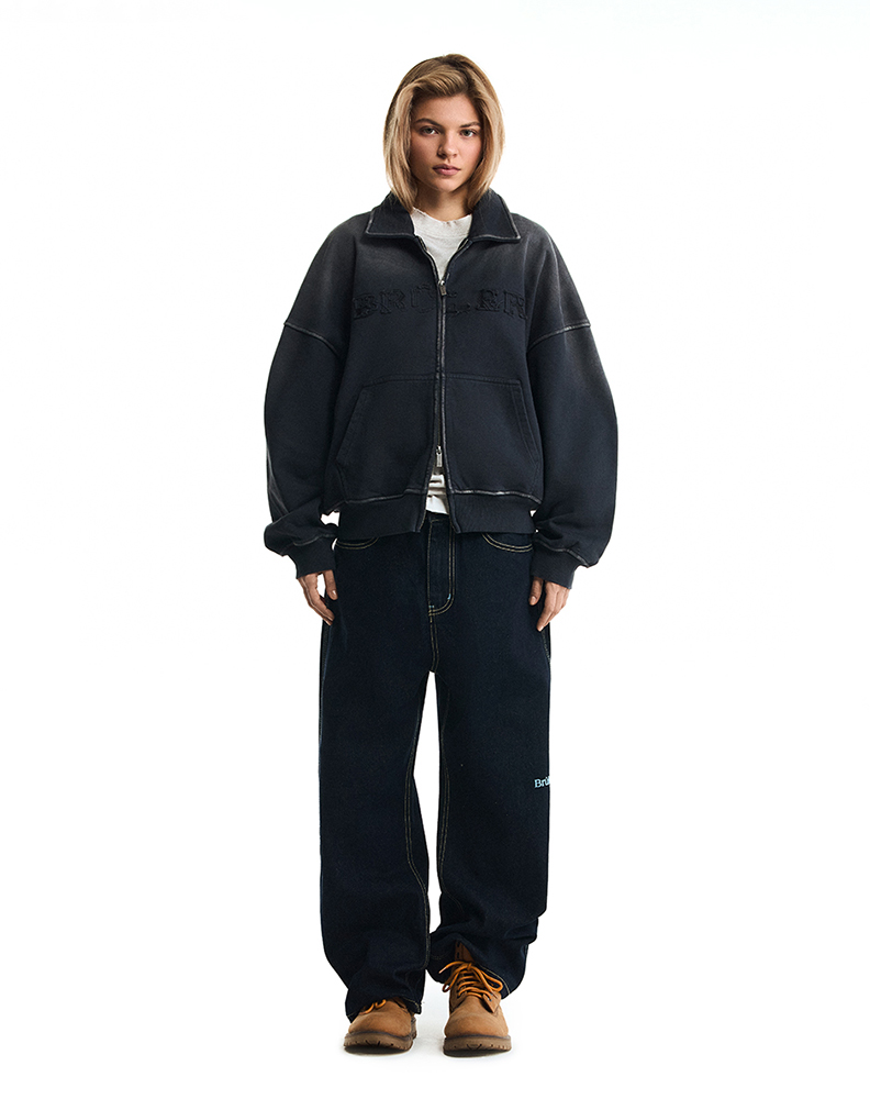 Свитшот на молнии чёрного цвета “Pas de capuche”