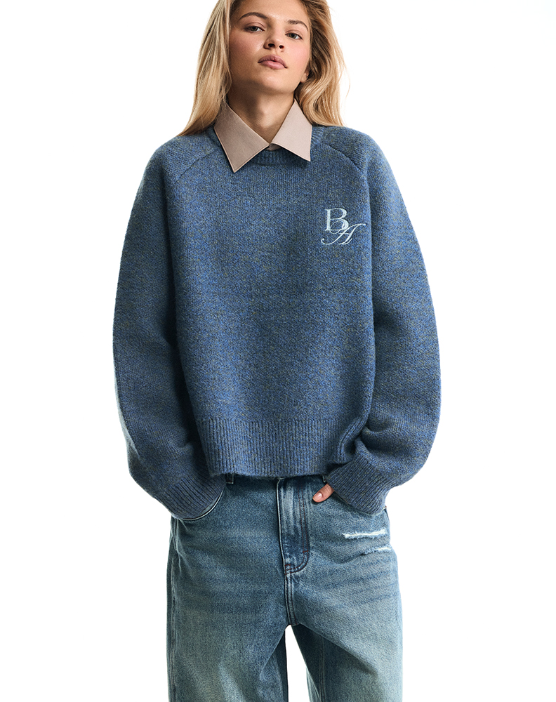 Вязаный свитер темно-синего цвета “Mosaïque”