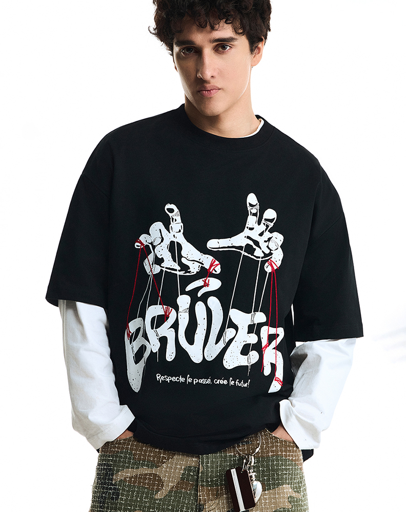 Оверсайз футболка чёрного цвета “Théâtre de marionnettes”