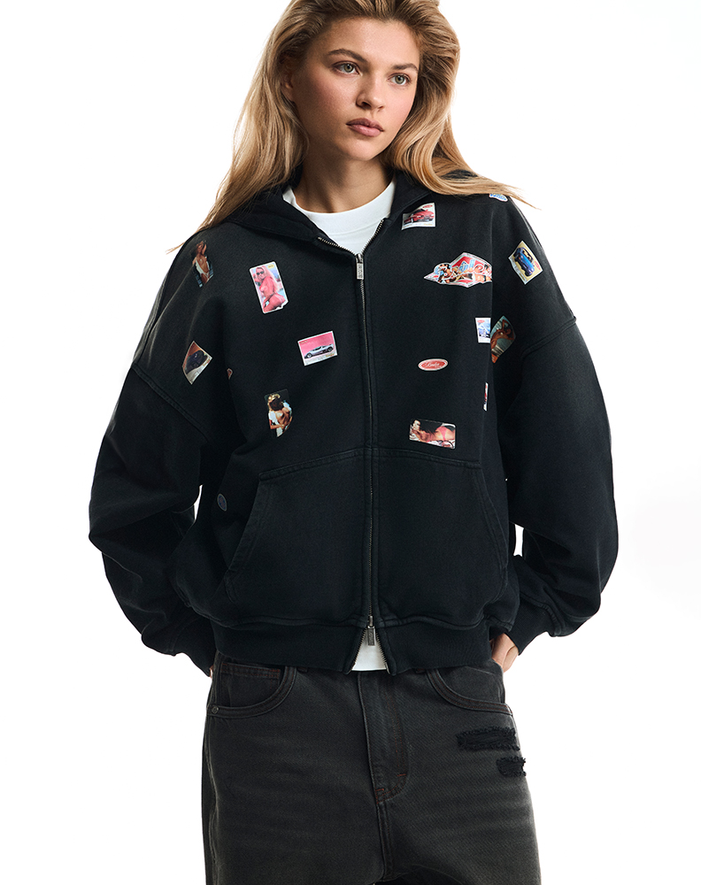 Зип-худи графитового цвета “Autocollant”