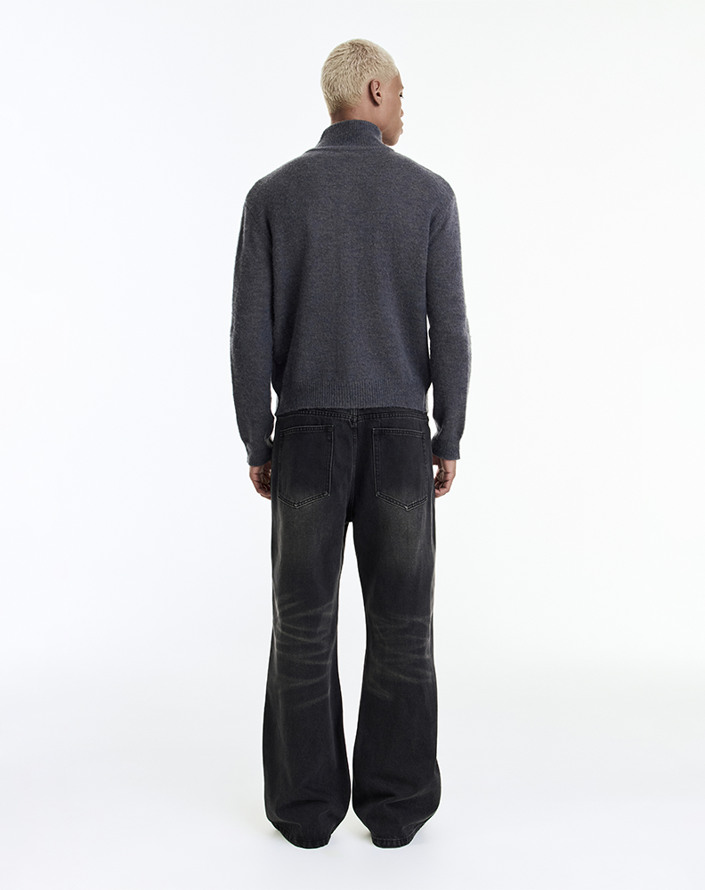 Джинсы «Клёш» чёрные с эффектом варки