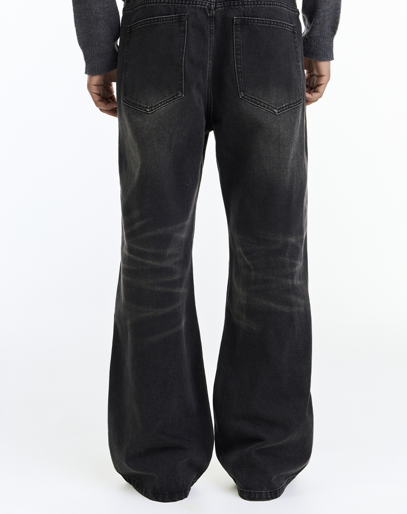 Джинсы «Клёш» чёрные с эффектом варки